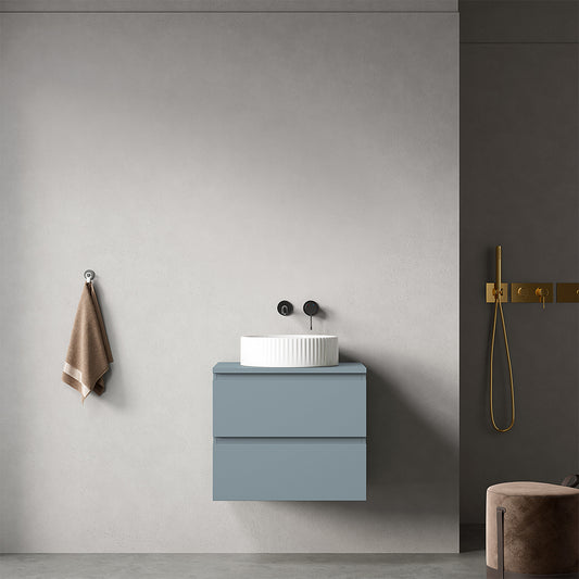 Mobile bagno sospeso 60 cm Blu Avio per Lavabo d'appoggio Senza Specchio - Fiji Paint Top