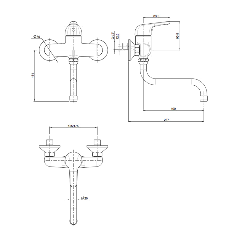 Miscelatore Lavello Cromo A Muro Tuingo - Fratelli Frattini (25674284)