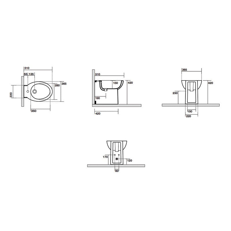 Bidet Filo Muro Bit Bianco - Kerasan (25548637)
