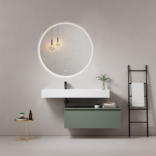Lavabo Sospeso a Sinistra in Resina 120 cm Finitura Lucida - Fiji