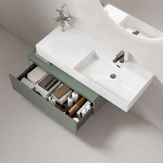 Lavabo Sospeso a Destra in Resina 120 cm Finitura Lucida - Fiji