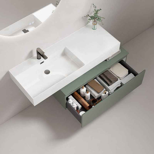 Lavabo Sospeso a Sinistra in Resina 120 cm Finitura Lucida - Fiji