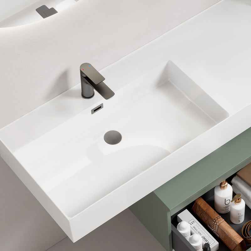Lavabo Sospeso a Sinistra in Resina 120 cm Finitura Lucida - Fiji