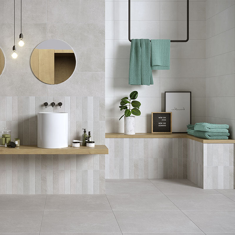 Rivestimento in Ceramica Effetto Resina 25x60 Bianco Roma Wall - Herberia