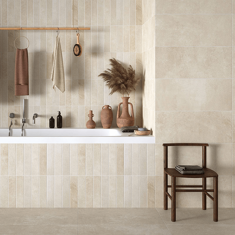 Rivestimento in Ceramica Effetto Resina 25x60 Beige Roma Wall - Herberia