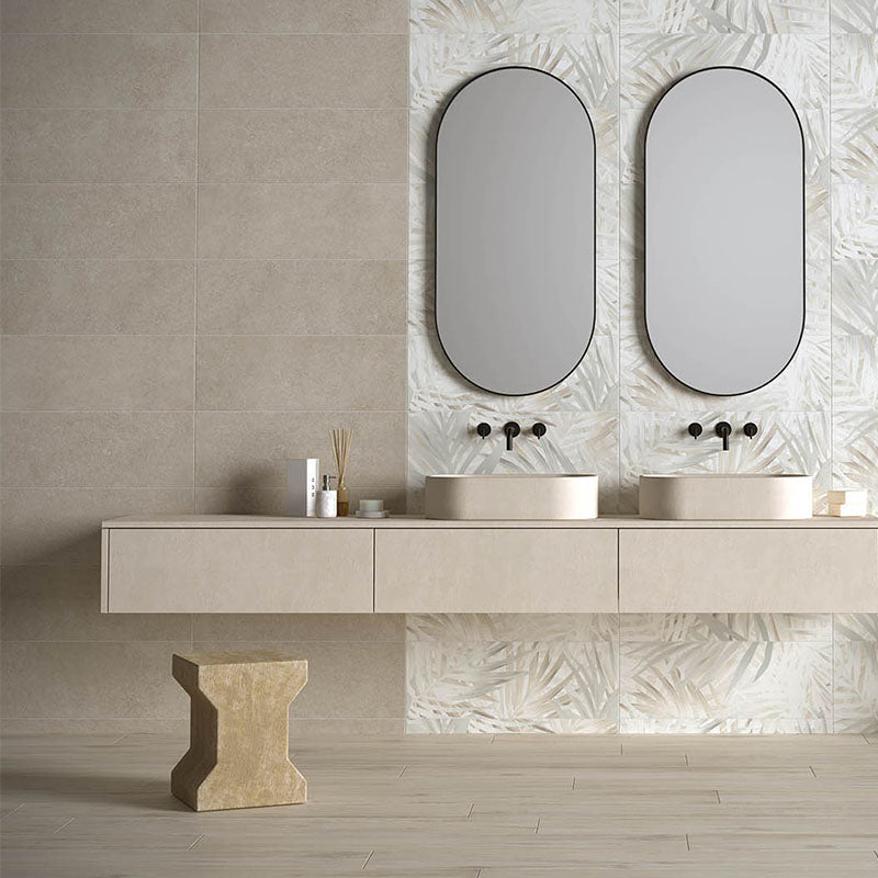 Ceramic Wall Tile 25x75 Tropical White Materia Wall - Herberia