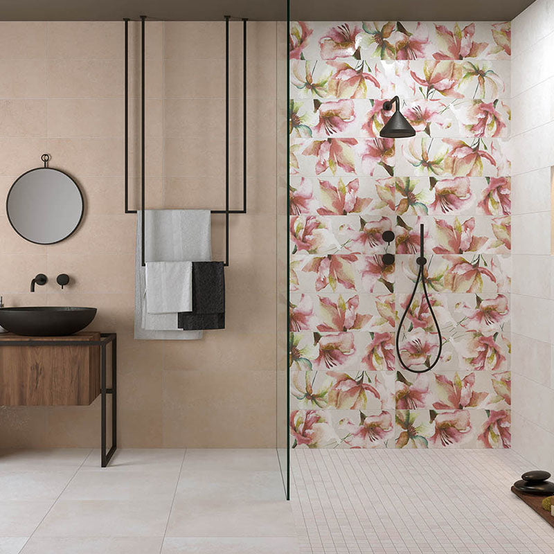 Natural Unrectified Cement Effect Ceramic Wall Tile 25x75 9.5mm Materia Wall Cipria - Herberia
