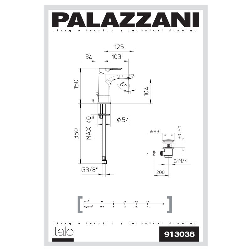 Miscelatore Lavabo Con Piletta Cromo Italo Midi- Palazzani