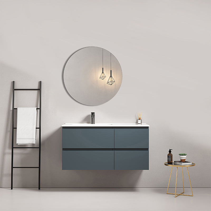 Mobile bagno sospeso 100 cm Blu Mare Lavabo a Sinistra in Ceramica Specchio Tondo - Fiji Paint