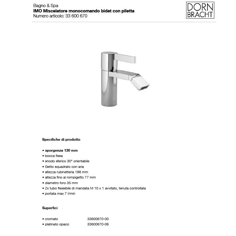 Miscelatore Bidet Cromo Con Piletta Imo - Dornbracht (25673296)