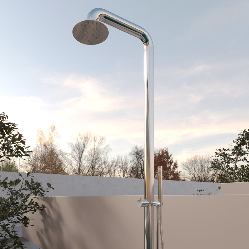 Colonna Doccia Per Esterno con Doccino in Acciaio Inox - Alba Plus
