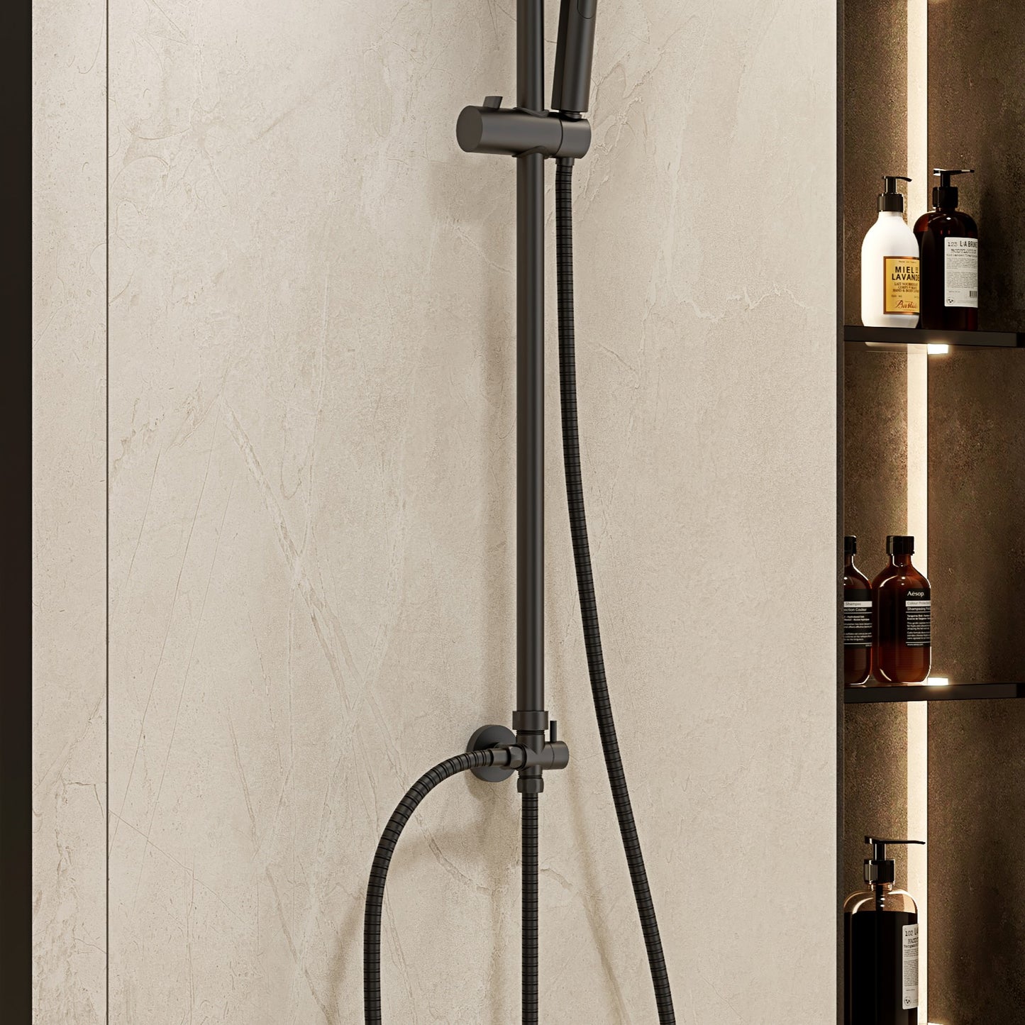 Colonna Doccia con Doccino Nero Opaco - Aida