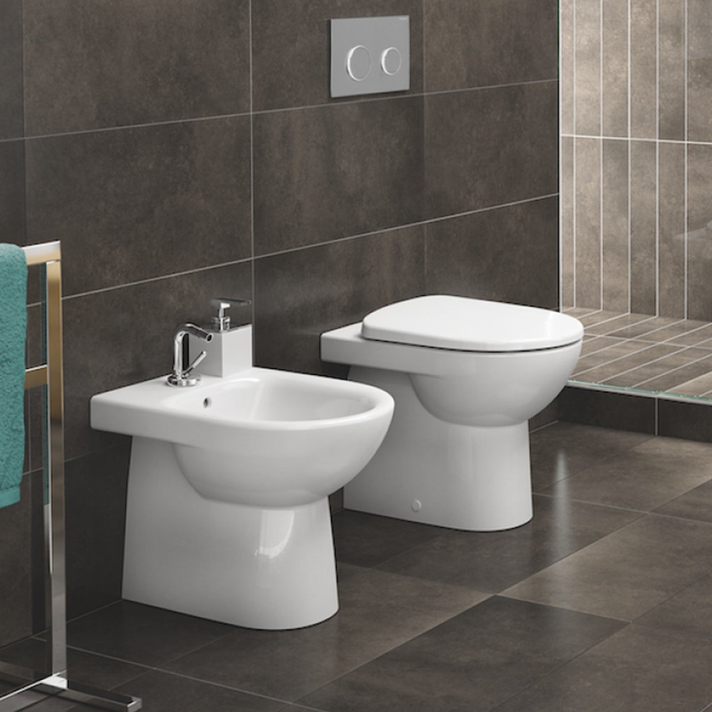 Coppia Sanitari Filo Muro Selnova Bianco con Coprivaso Standard Incluso - Geberit (25550659)
