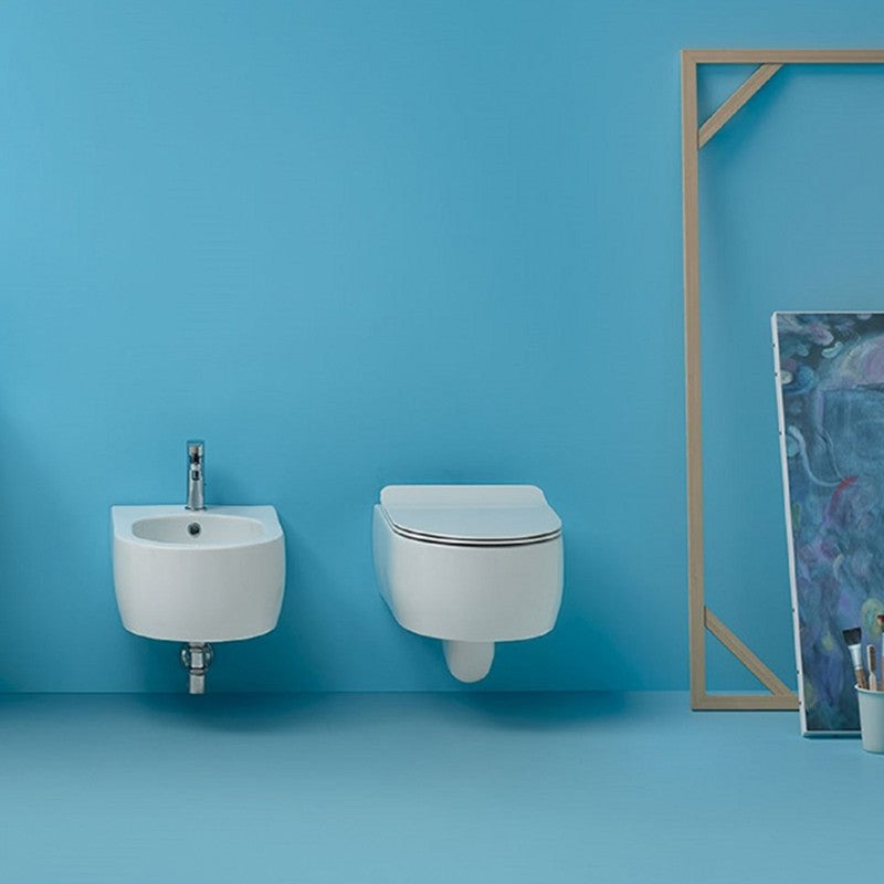 Coppia Sanitari Sospesi Flo 50 Bianco con Coprivaso Slim Soft Close Incluso - Kerasan (25696008)