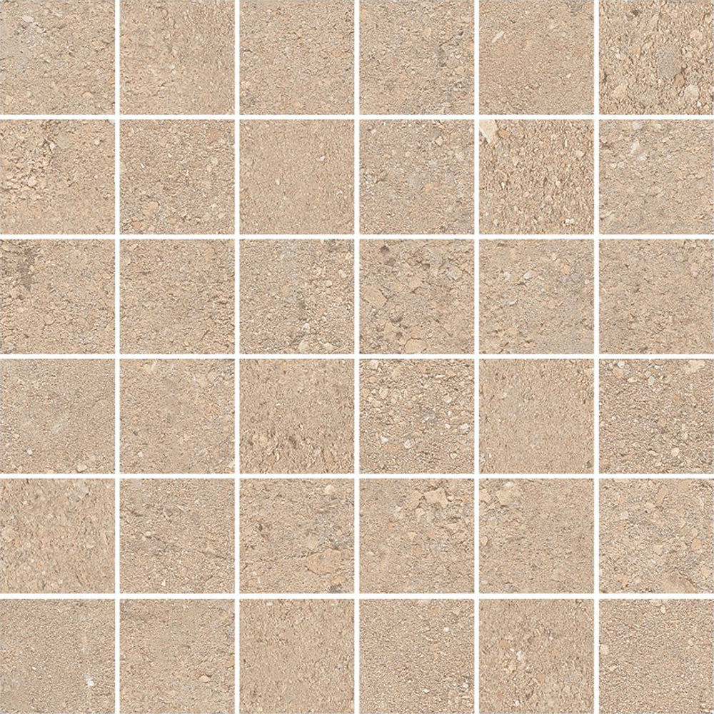 Mosaico in Gres Porcellanato Rettificato Naturale Effetto Cemento 30X30 - Duo Back Sand