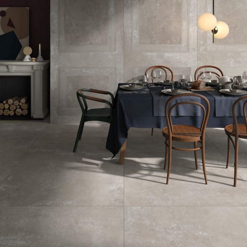 Decoro in Gres Porcellanato Effetto Cemento Rettificato Naturale 60x120 8.5mm Boiserie Rope Ivory Ghost - ABK