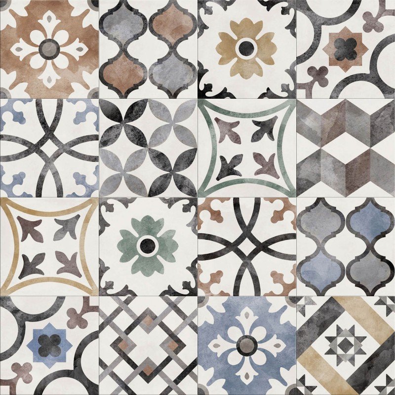 Decoro in Gres Porcellanato Effetto Pietra Rettificato Naturale 20x20 8.5mm Classic Mix Multicolor Play - ABK