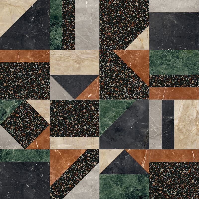 Decoro in Gres Porcellanato Effetto Pietra Rettificato Naturale 20x20 8.5mm Marble Black Play - ABK