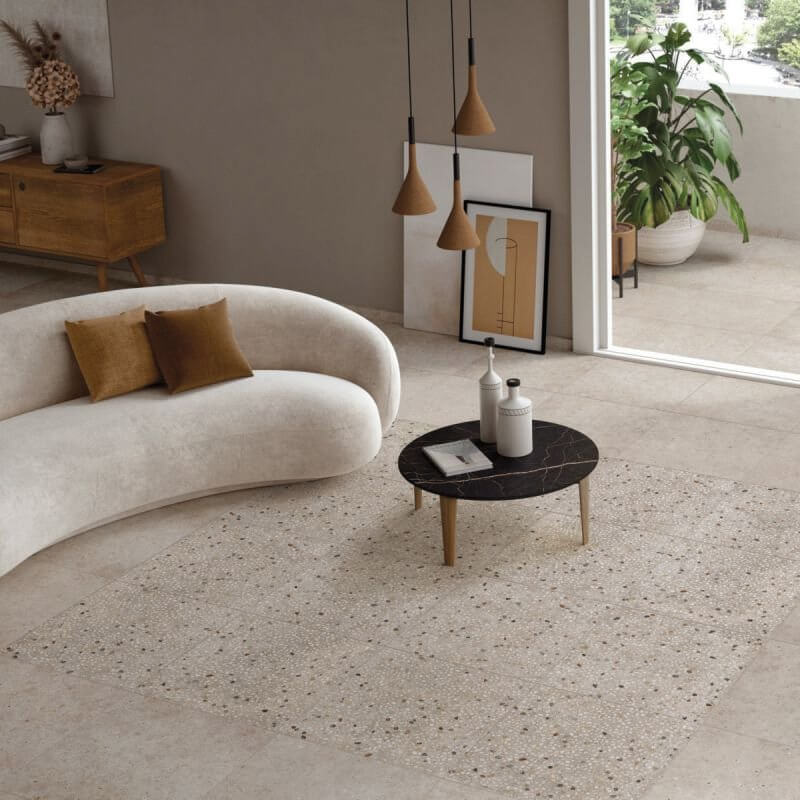 Decoro in Gres Porcellanato Effetto Pietra Rettificato Naturale 60x120 8.5mm Ghiaia Beige Anima - Ariana