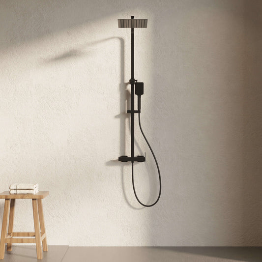 Colonna Doccia Meccanica con Doccino Nero Satinato - Diamante