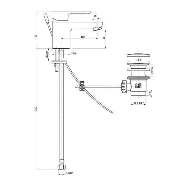 Miscelatore Lavabo Medio Con Piletta Cromo P3 - Paini
