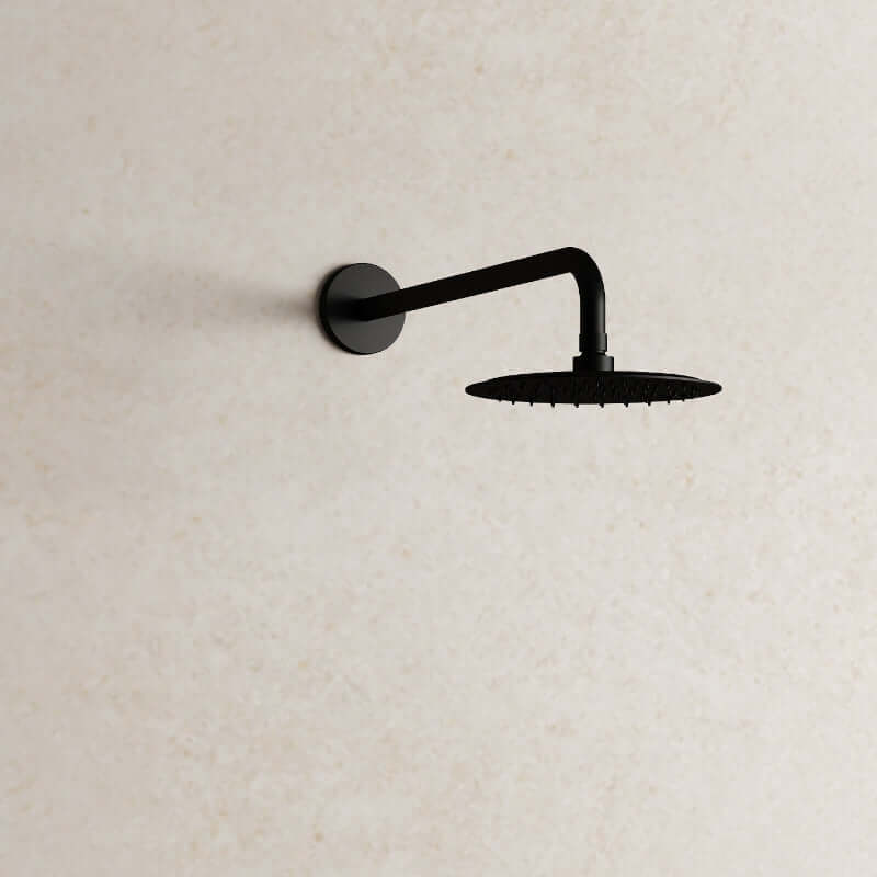 Set Incasso Doccia con Deviatore Nero con Braccio Doccia e Soffione Ø 20 cm - Neptune