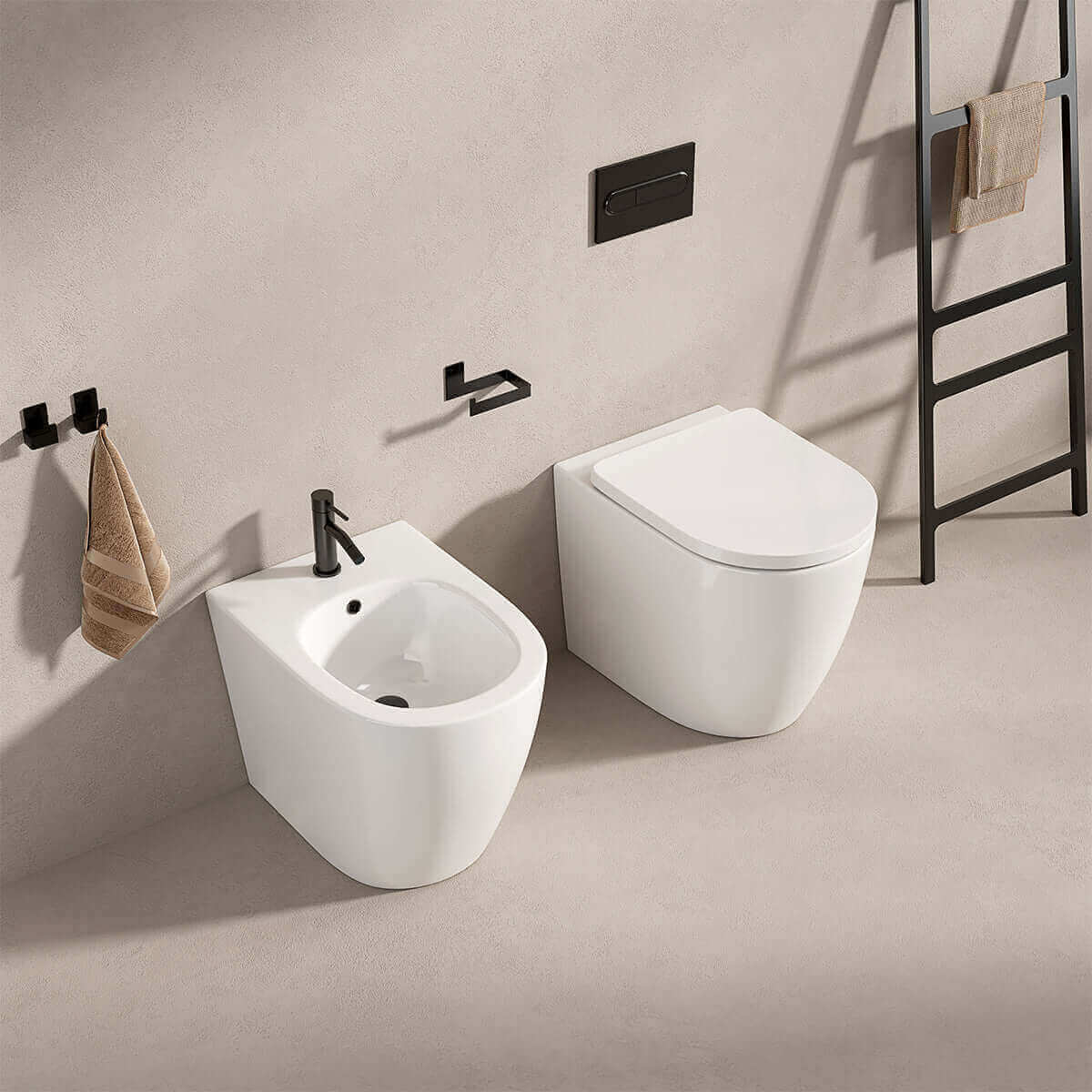 Vaso Filomuro Giada 52 Bianco Lucido e Coprivaso Soft Close - Meda