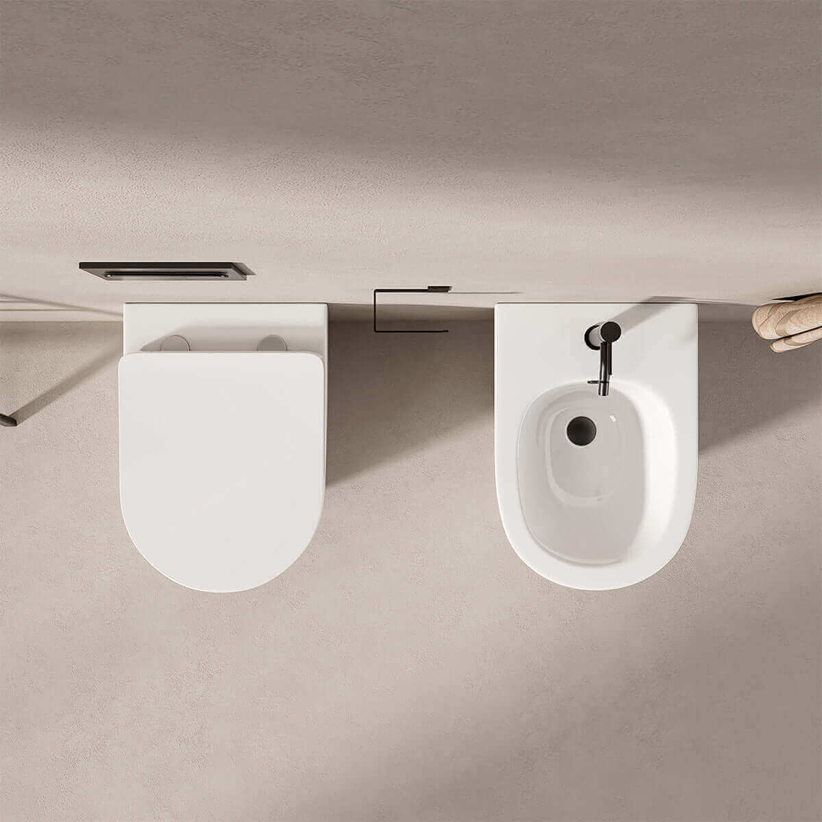 Vaso Filomuro Giada 52 Bianco Lucido e Coprivaso Soft Close - Meda