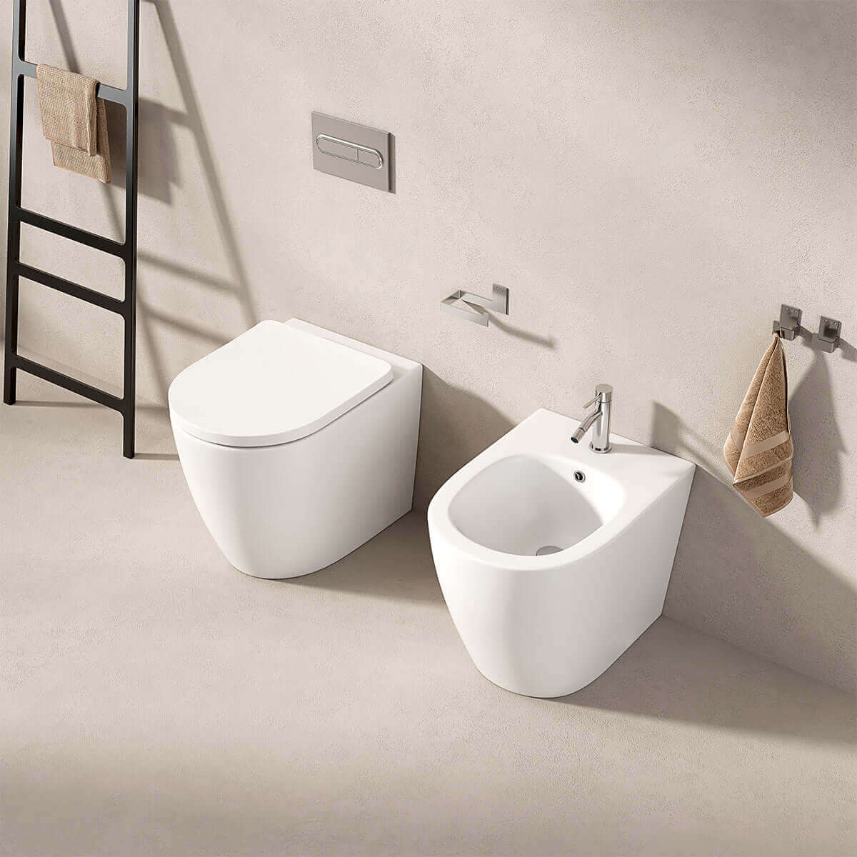Vaso Filomuro Giada 56 Bianco Opaco e Coprivaso Soft Close - Meda