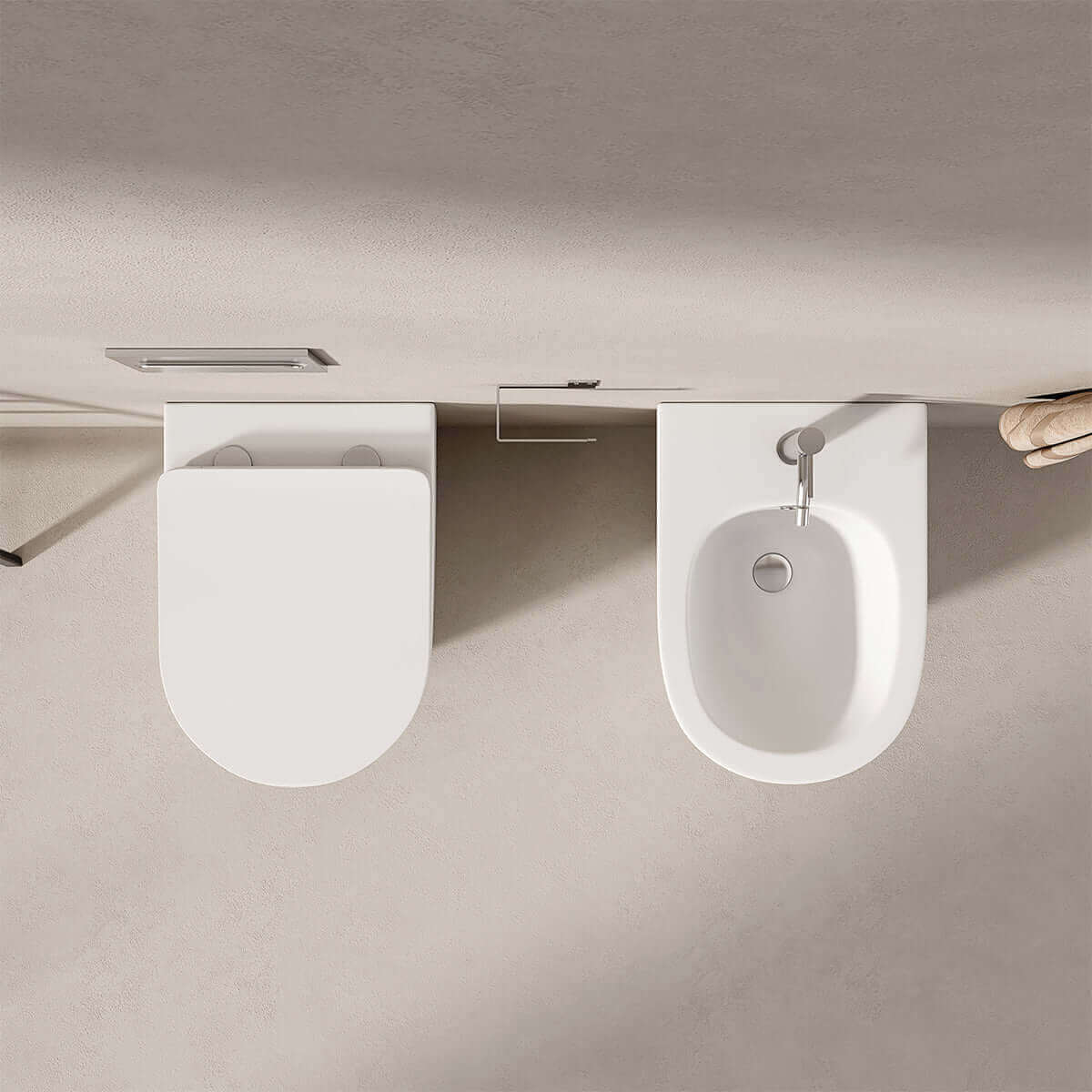 Vaso Filomuro Giada 56 Bianco Opaco e Coprivaso Soft Close - Meda