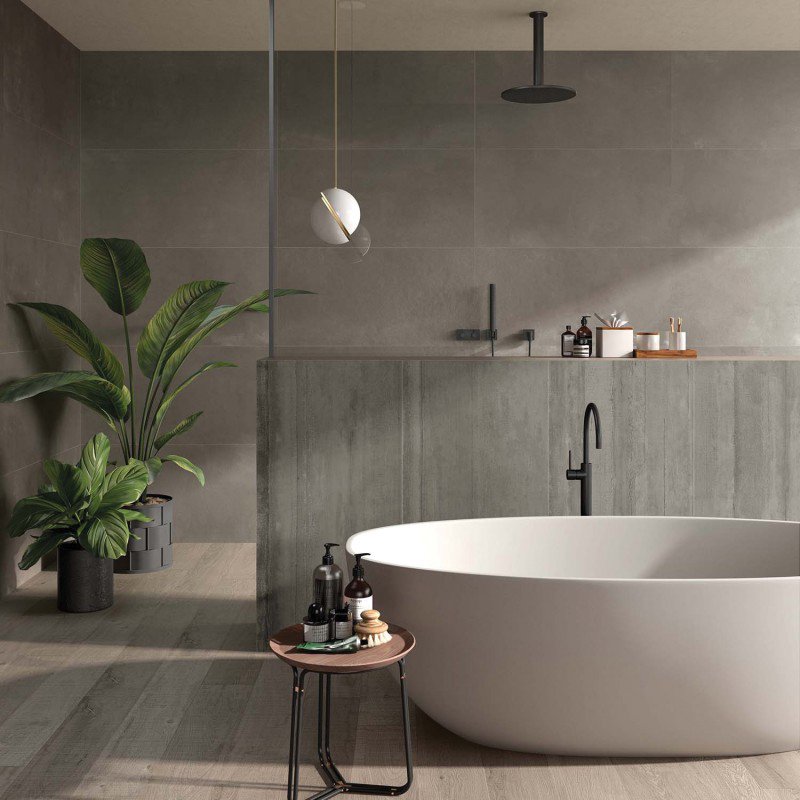 Gres Porcellanato Effetto Cemento Naturale 120x120 Taupe Lab325 - ABK