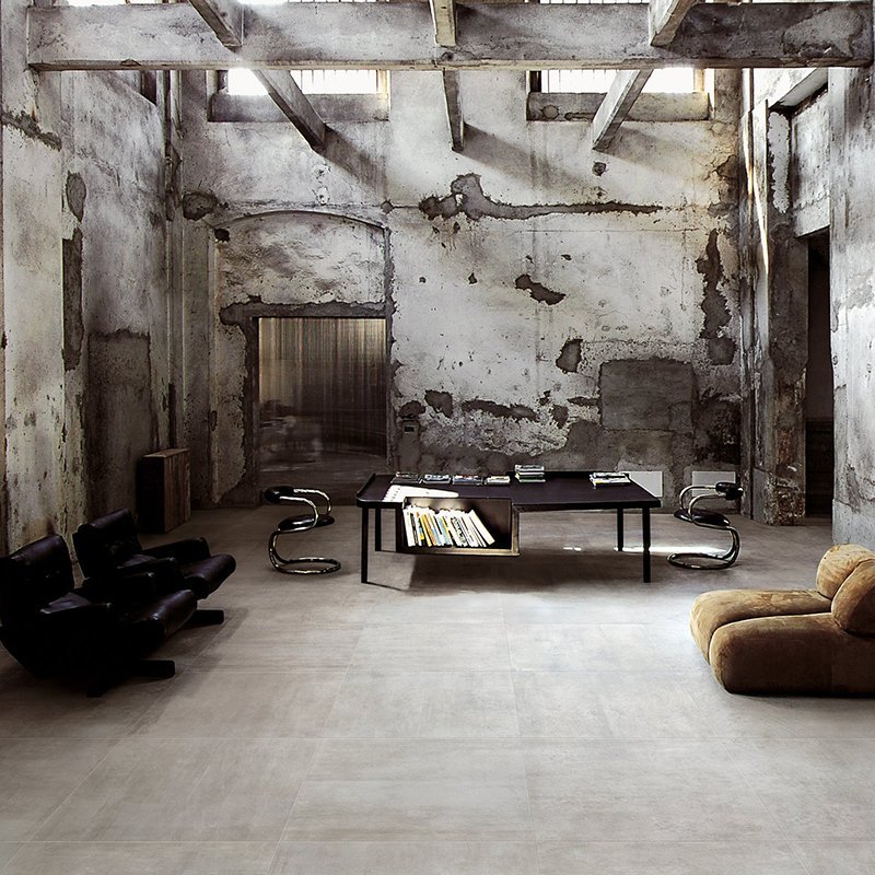Natural Cement Effect Porcelain Stoneware 90x90 Grey Revstone - Ceramica Sant'Agostino