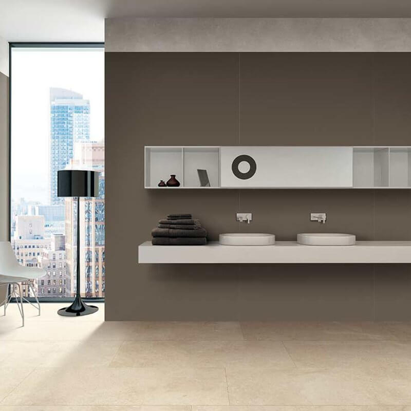 Gres Porcellanato Effetto Cemento Rettificato Bocciardato 60x60 20mm Cream Sandstone Elemental Stone - Florim