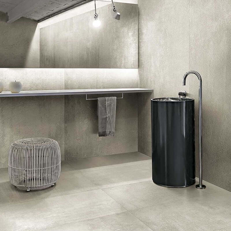 Gres Porcellanato Effetto Cemento Rettificato Grip 20.2x20.2 20mm Sable Matieres De Rex - Florim