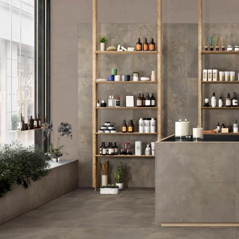 Gres Porcellanato Effetto Cemento Rettificato Grip 80x80 20mm Antracite Corten Make - Gardenia Orchidea