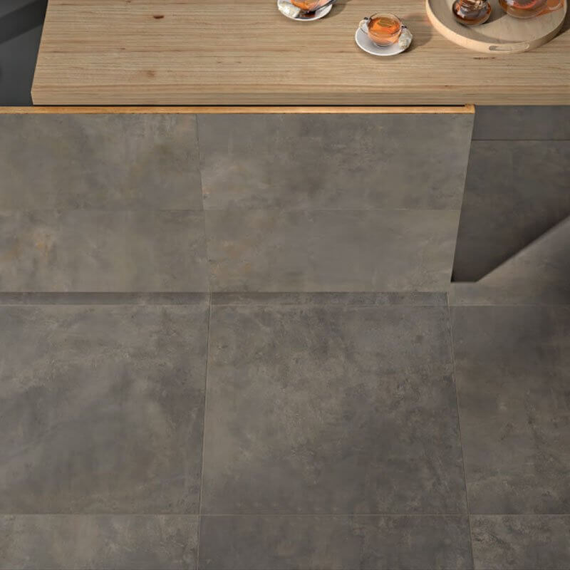 Gres Porcellanato Effetto Cemento Rettificato Grip 80x80 20mm Antracite Corten Make - Gardenia Orchidea