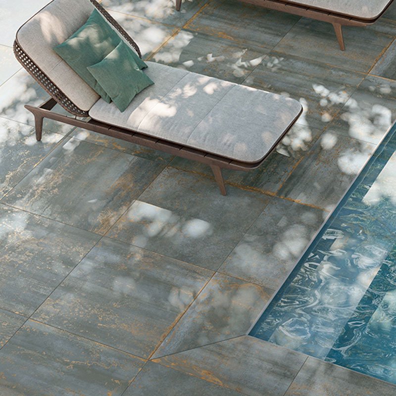 Gres Porcellanato Effetto Cemento Rettificato Grip 80x80 20mm Green Oxide - Gardenia Orchidea