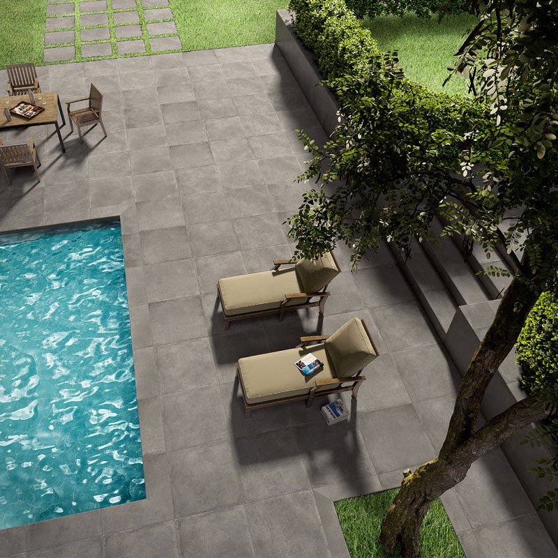 Gres Porcellanato Effetto Cemento Rettificato Grip 80x80 20mm Grey D-Sign - Gardenia Orchidea