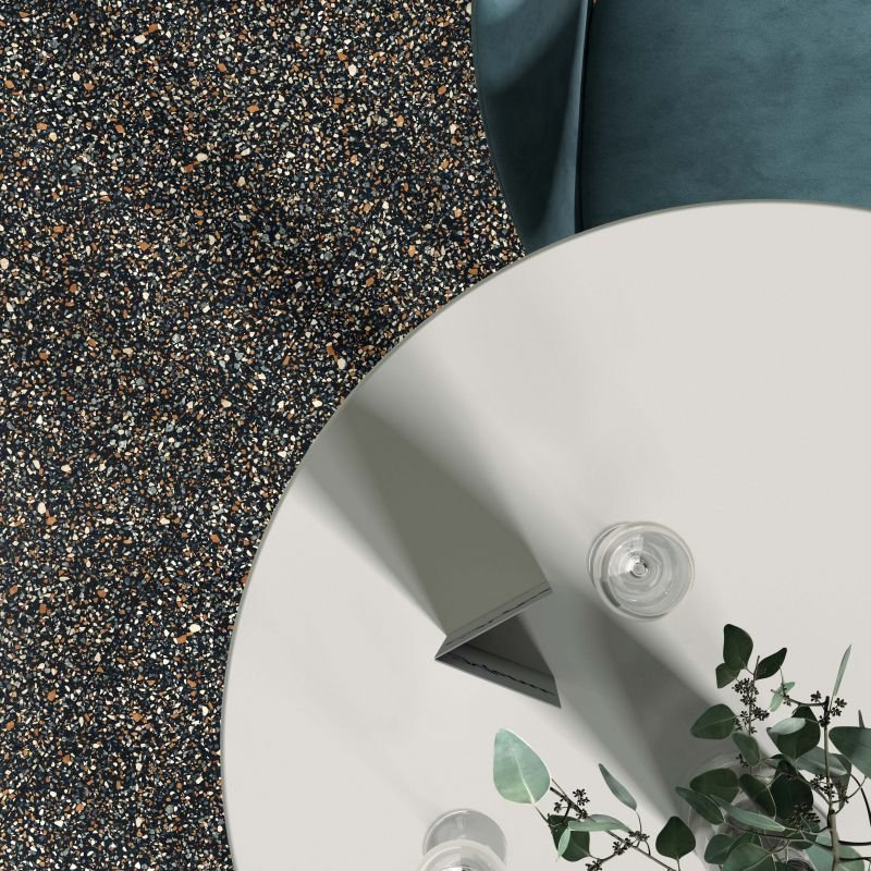 Gres Porcellanato Effetto Cemento Rettificato Lappato 90x90 8.5mm Dots Multiblack Blend - ABK