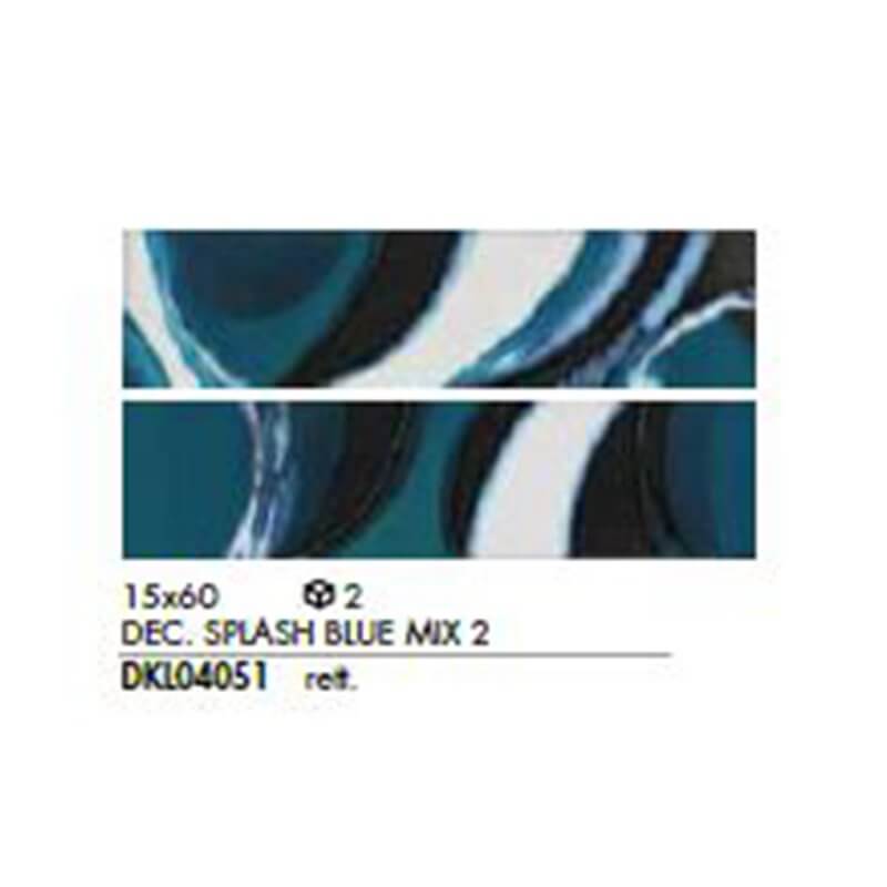 Gres Porcellanato Effetto Cemento Rettificato Naturale 15x60 8.5mm Mix Blue Splash - ABK