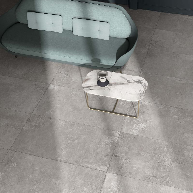 Gres Porcellanato Effetto Cemento Rettificato Naturale 30x120 8.5mm Grey Ghost - ABK