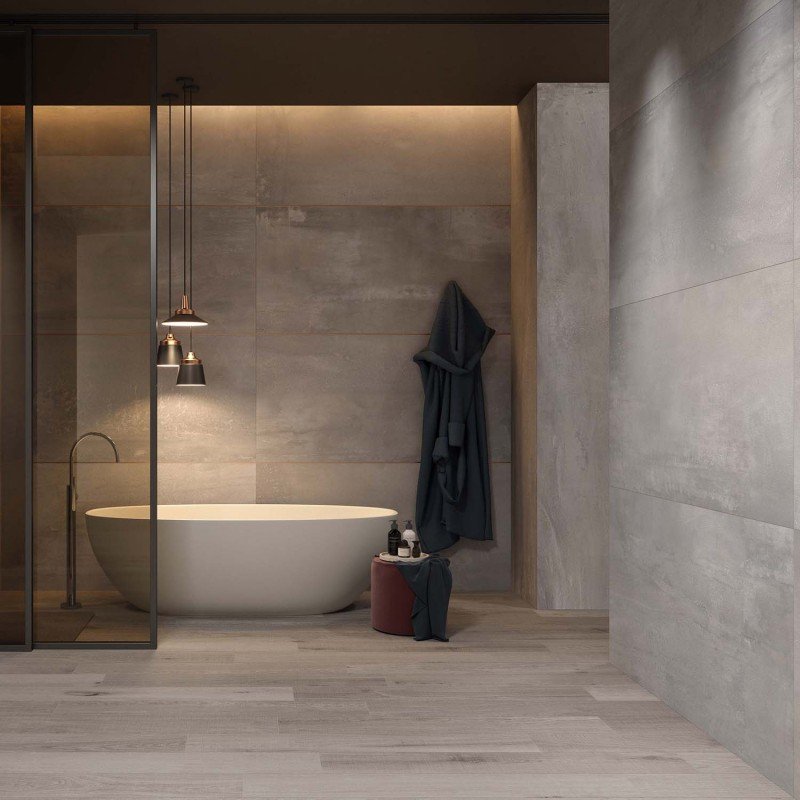 Gres Porcellanato Effetto Cemento Rettificato Naturale 30x120 8.5mm Silver Interno 9 - ABK