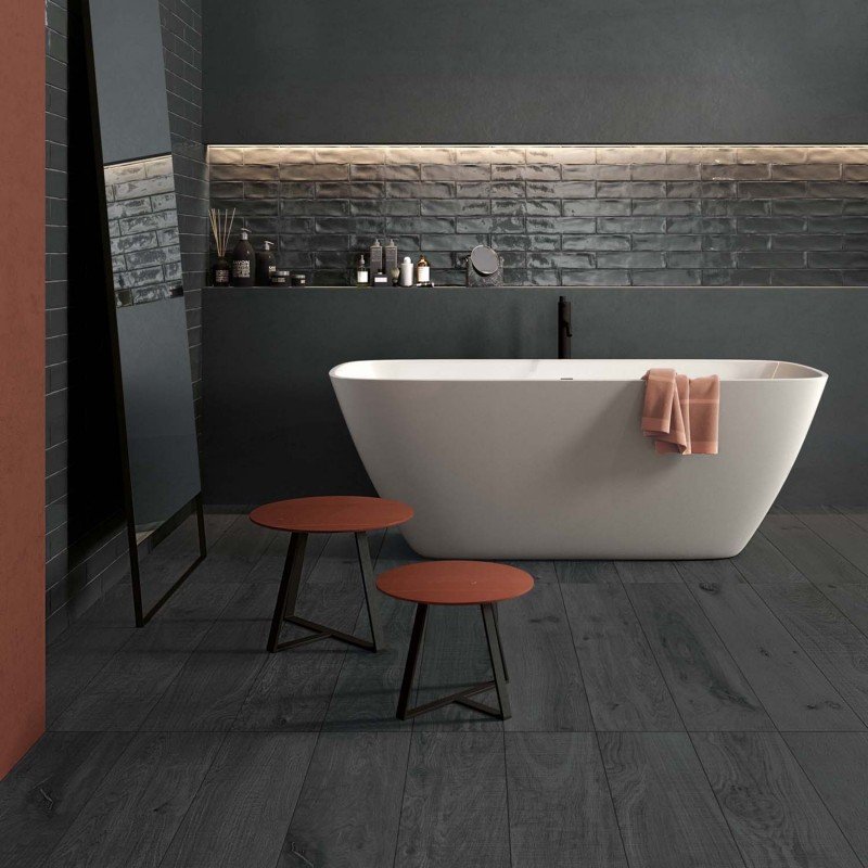 Gres Porcellanato Effetto Cemento Rettificato Naturale 30x34 9mm Coal Crossroad Chalk - ABK