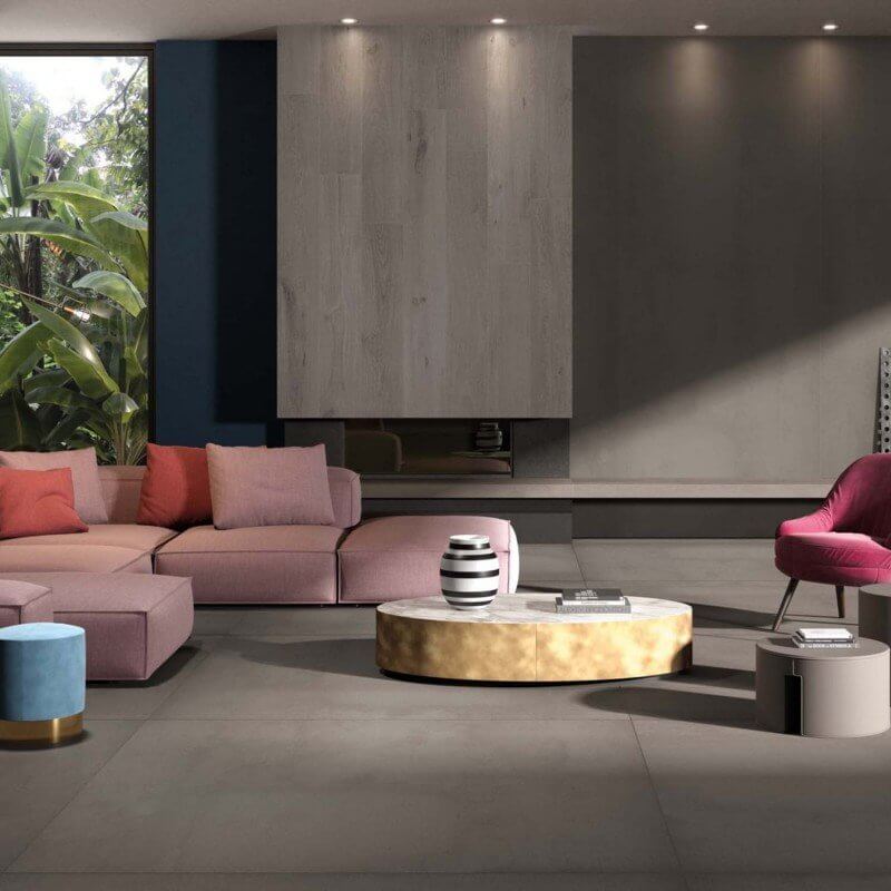 Gres Porcellanato Effetto Cemento Rettificato Naturale 30x34 9mm Grey Crossroad Chalk - ABK