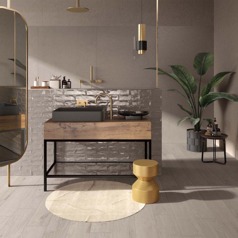 Gres Porcellanato Effetto Cemento Rettificato Naturale 30x34 9mm Sand Crossroad Chalk - ABK