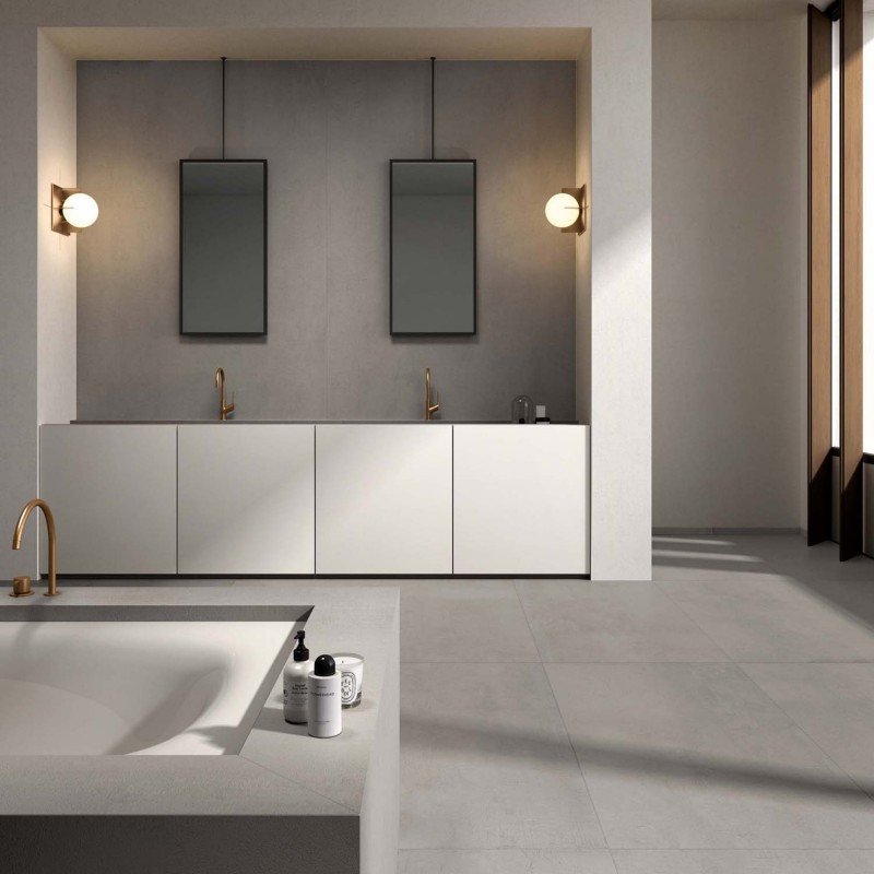 Gres Porcellanato Effetto Cemento Rettificato Naturale 30x34 9mm Smoke Crossroad Chalk - ABK