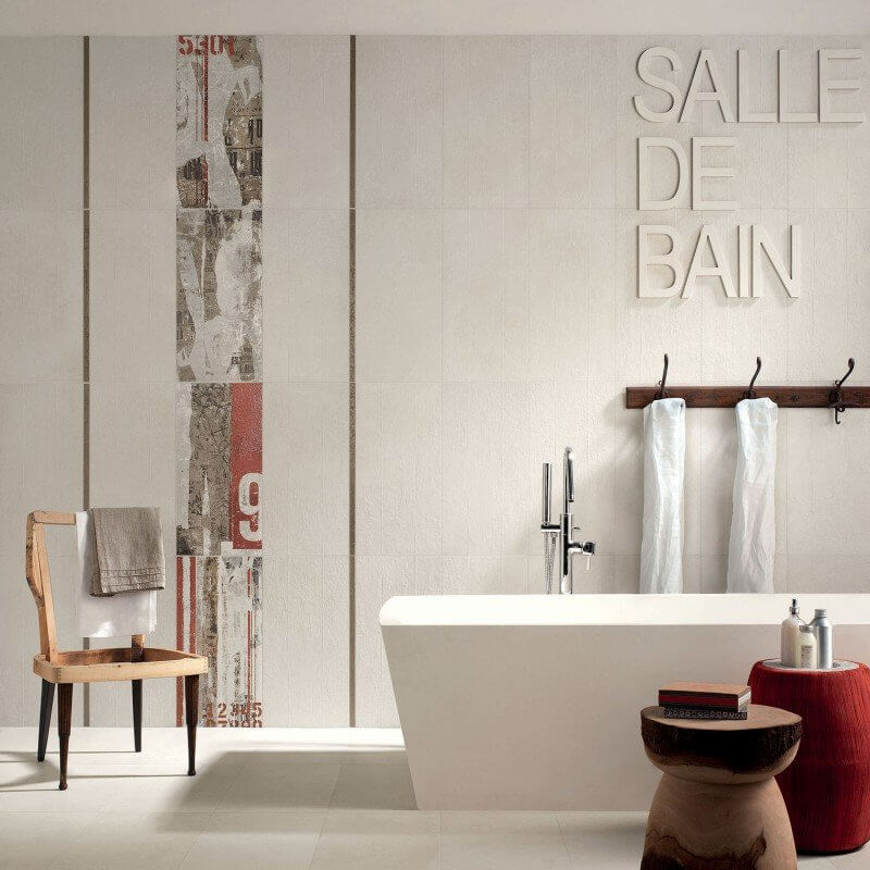 Gres Porcellanato Effetto Cemento Rettificato Naturale 30x60 8.5mm Mix White Murales - ABK