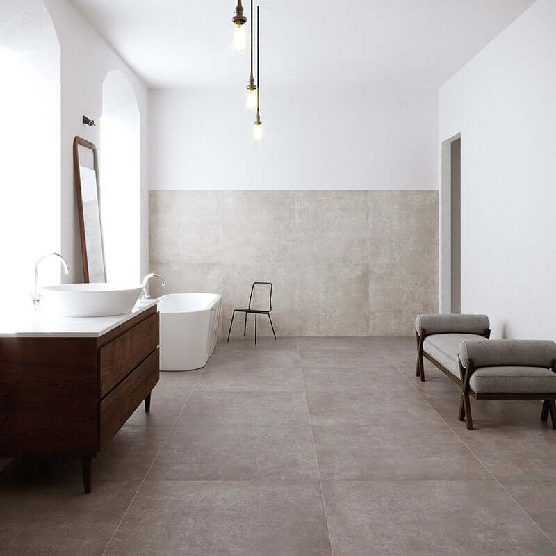 Gres Porcellanato Effetto Cemento Rettificato Naturale 30x60 9mm Geo Argilla - Herberia