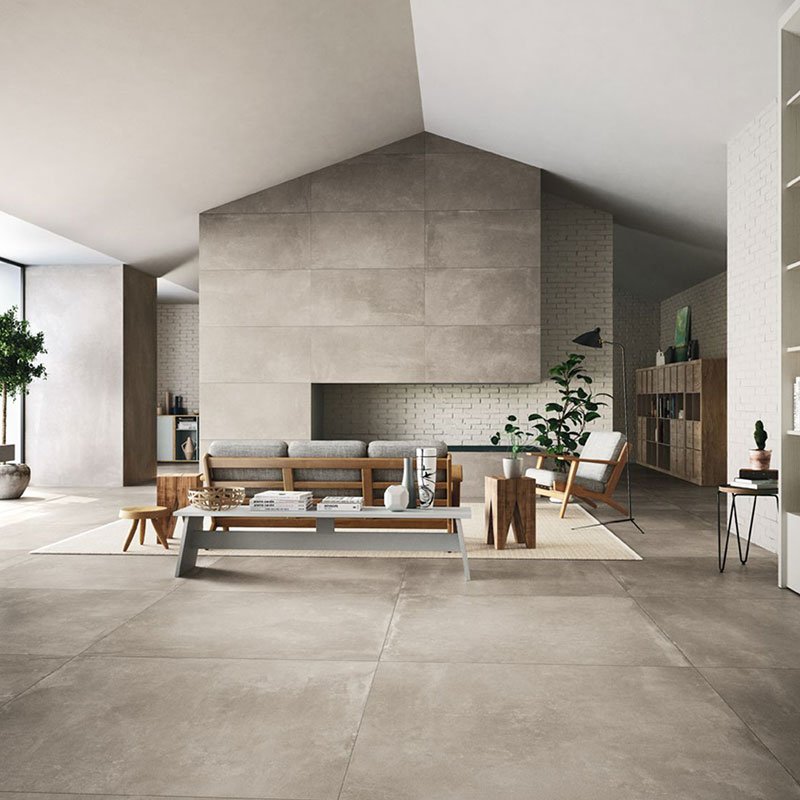 Gres Porcellanato Effetto Cemento Rettificato Naturale 60x120 6.5mm Argento Azuma - Imola Ceramica