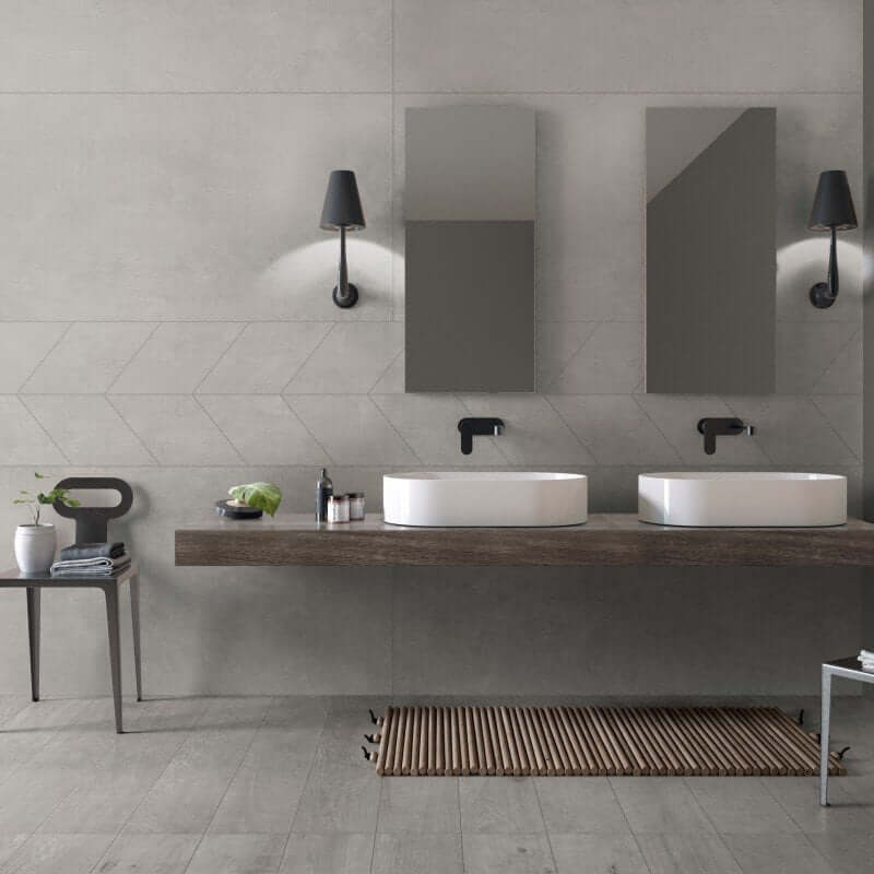 Gres Porcellanato Effetto Cemento Rettificato Naturale 60x30 7mm Trapezio Grey Crossroad Chalk - ABK